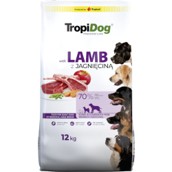 TropiDog Premium – średnie i duże rasy z jagnięciną i ryżem 12kg